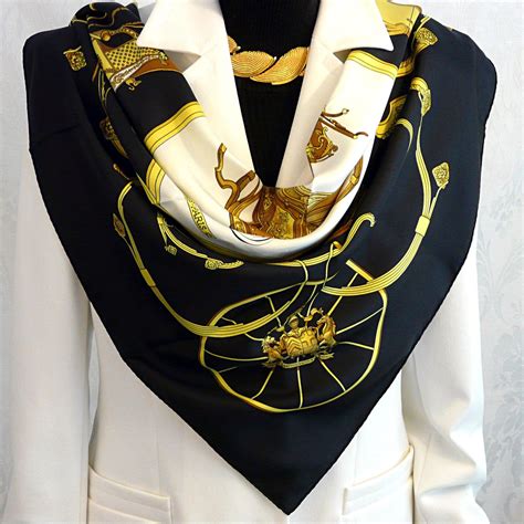 hermes black white scarf